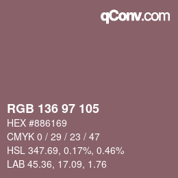 Color code: RGB 136 97 105 | qconv.com