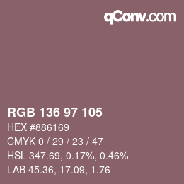 カラーコード: RGB 136 97 105 | qconv.com