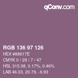 Color code: RGB 136 97 126 | qconv.com