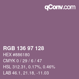 カラーコード: RGB 136 97 128 | qconv.com