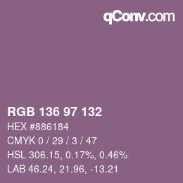 Color code: RGB 136 97 132 | qconv.com