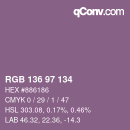 Color code: RGB 136 97 134 | qconv.com