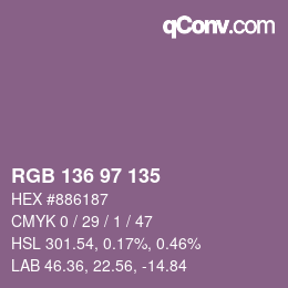Color code: RGB 136 97 135 | qconv.com