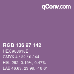 Color code: RGB 136 97 142 | qconv.com