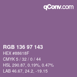 カラーコード: RGB 136 97 143 | qconv.com