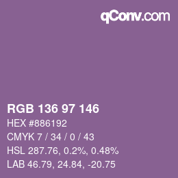 Color code: RGB 136 97 146 | qconv.com