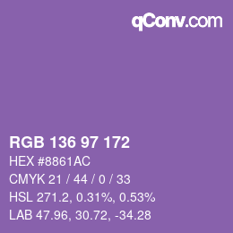 Color code: RGB 136 97 172 | qconv.com