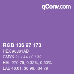 Color code: RGB 136 97 173 | qconv.com
