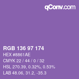 Color code: RGB 136 97 174 | qconv.com