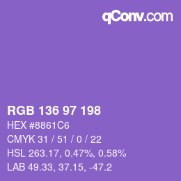 Color code: RGB 136 97 198 | qconv.com