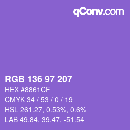 Color code: RGB 136 97 207 | qconv.com