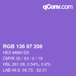 Color code: RGB 136 97 208 | qconv.com