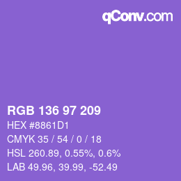 Color code: RGB 136 97 209 | qconv.com