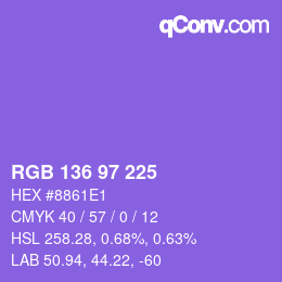 Color code: RGB 136 97 225 | qconv.com
