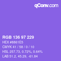 Color code: RGB 136 97 229 | qconv.com