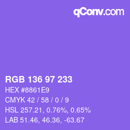 Farbcode: RGB 136 97 233 | qconv.com