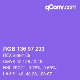 Color code: RGB 136 97 233 | qconv.com