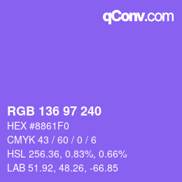 Color code: RGB 136 97 240 | qconv.com