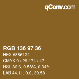 Color code: RGB 136 97 36 | qconv.com