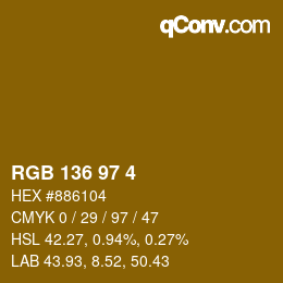 Color code: RGB 136 97 4 | qconv.com