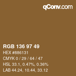 Color code: RGB 136 97 49 | qconv.com
