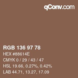 Color code: RGB 136 97 78 | qconv.com