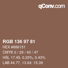Color code: RGB 136 97 81 | qconv.com