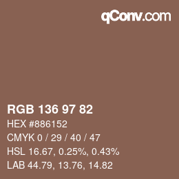 Color code: RGB 136 97 82 | qconv.com