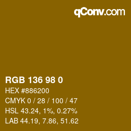 Color code: RGB 136 98 0 | qconv.com