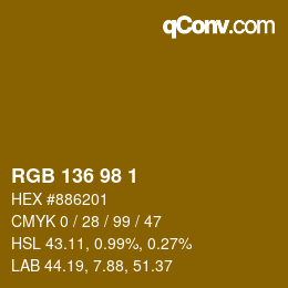 Color code: RGB 136 98 1 | qconv.com