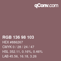カラーコード: RGB 136 98 103 | qconv.com