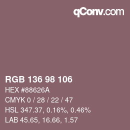 Color code: RGB 136 98 106 | qconv.com