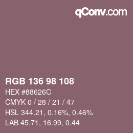 Color code: RGB 136 98 108 | qconv.com