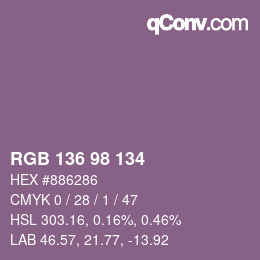 Color code: RGB 136 98 134 | qconv.com