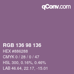 Color code: RGB 136 98 136 | qconv.com