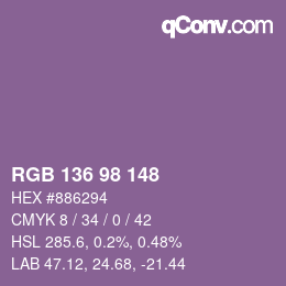 Color code: RGB 136 98 148 | qconv.com