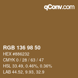 Color code: RGB 136 98 50 | qconv.com