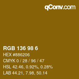 カラーコード: RGB 136 98 6 | qconv.com