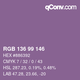 Color code: RGB 136 99 146 | qconv.com