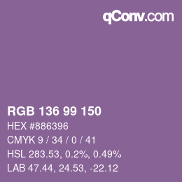 Color code: RGB 136 99 150 | qconv.com