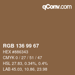 Color code: RGB 136 99 67 | qconv.com