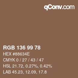Color code: RGB 136 99 78 | qconv.com