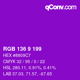 Farbcode: RGB 136 9 199 | qconv.com
