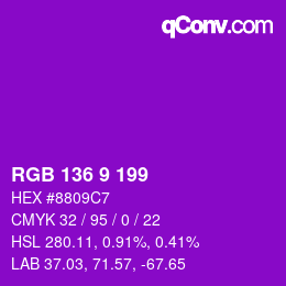 Color code: RGB 136 9 199 | qconv.com