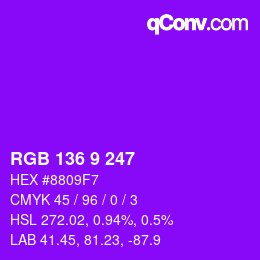 Color code: RGB 136 9 247 | qconv.com
