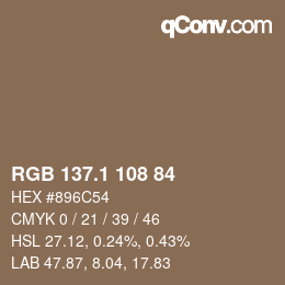 Color code: RGB 137.1 108 84 | qconv.com