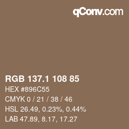 Color code: RGB 137.1 108 85 | qconv.com