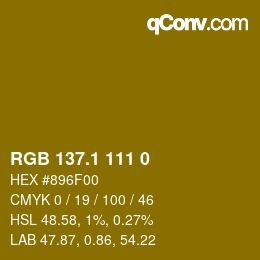カラーコード: RGB 137.1 111 0 | qconv.com