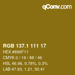 カラーコード: RGB 137.1 111 17 | qconv.com