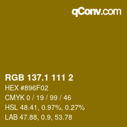 カラーコード: RGB 137.1 111 2 | qconv.com